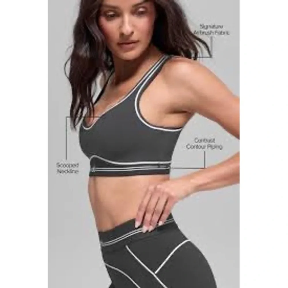 Alo Yoga Airbrush Heart Throb Bra Anthracite White Size Small New With Tags